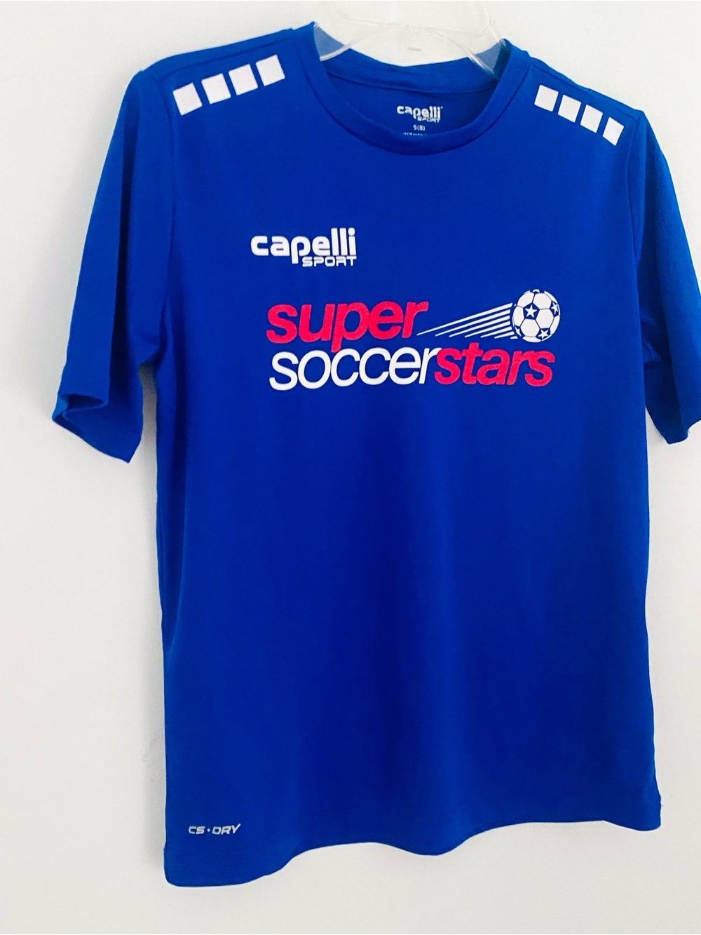 ⚽️Boys “Super Soccer Stars” Blue Dri-fit Sports Shirt SZ 8 (small Y) - Picture 7 of 12